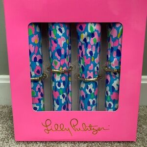 Lilly Pulitzer Multicolor Napkins and Gold Napkins Rings Set